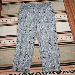 Talbot Heritage Pants Black White Paisley Dress Pants Side Zip Women's 12